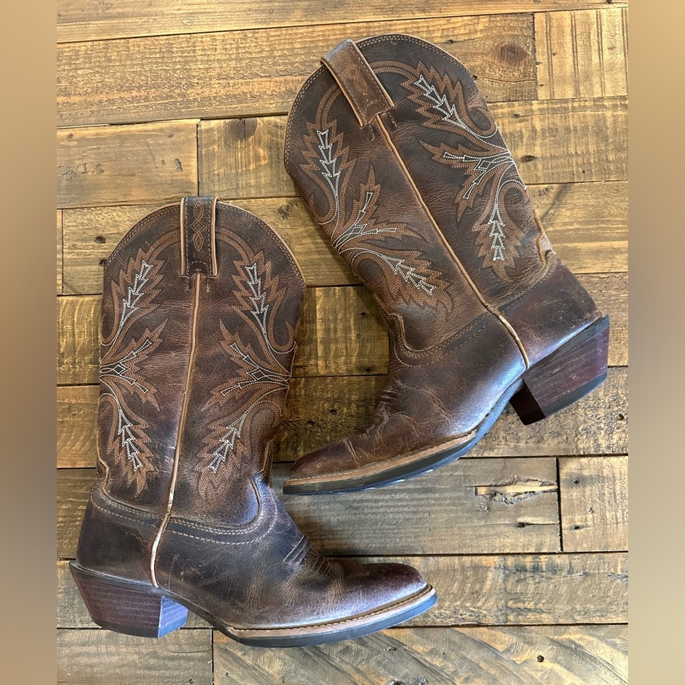 Justin Boots Brown Leather Western Heeled Boots